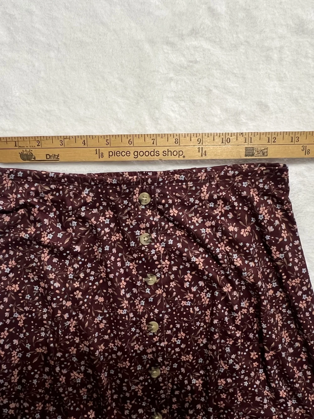 Wallflower Burgundy Floral Button-Front Skater Skirt - Picture 5 of 6